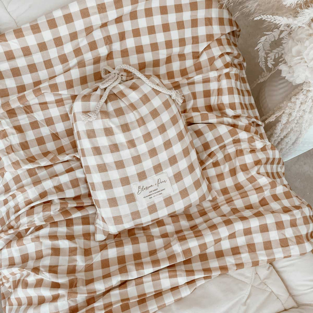 Fitted Baby Cot Sheet • Gingham OH MIA BAMBINA