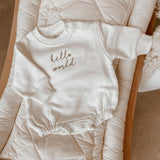 ‘Hello World' Embroidered Sweater Bubble Romper