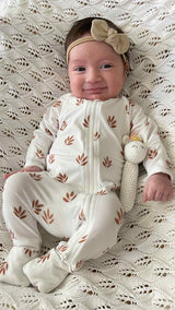 Long Sleeve Baby Growsuit - Autumn Leaf