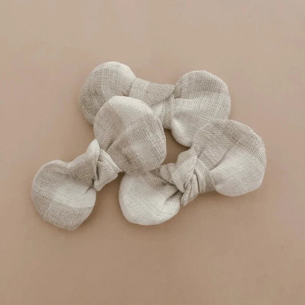 Baby Bow Headband - Linen Gingham