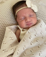 Pointelle Knit Blanket - Honey Milk