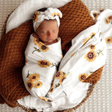 Sunflower Organic Jersey Swaddle & Topknot Set