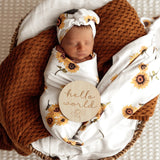 Sunflower Organic Jersey Swaddle & Topknot Set