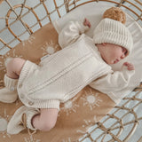 Heirloom Knit Romper - Biscotti Fleck