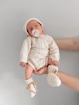 Heirloom Knit Romper - Biscotti Fleck