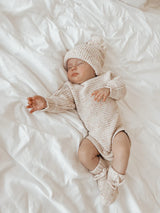 Heirloom Knit Romper - Oatmeal Fleck