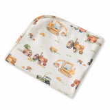 Diggers & Tractors Organic Jersey Swaddle & Beanie Set