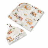 Diggers & Tractors Organic Jersey Swaddle & Beanie Set
