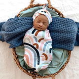 Rainbow Organic Swaddle Sack & Beanie Set