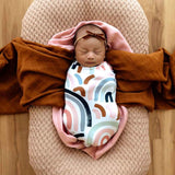 Rainbow Organic Swaddle Sack & Beanie Set