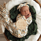 Golden Wattle Organic Jersey Swaddle & Topknot Set