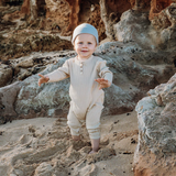 Organic Ribbed Button Jumpsuit - Natural