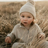 Teddy Pom Pom Beanie - Stone