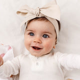 Linen Big Bow Headband • Natural - OH MIA BAMBINA