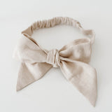 Linen Big Bow Headband • Natural - OH MIA BAMBINA