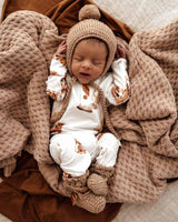 Merino Wool Bonnet & Booties - Fawn