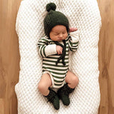 Merino Wool Bonnet & Booties - Olive