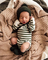 Merino Wool Bonnet & Booties - Olive