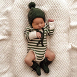 Merino Wool Bonnet & Booties - Olive