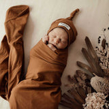 Bronze Organic Jersey Swaddle & Beanie Set