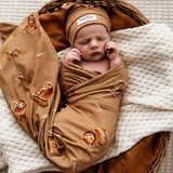 Roar Organic Jersey Swaddle & Beanie Set