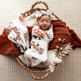 Rosebud Organic Jersey Swaddle & Topknot Set