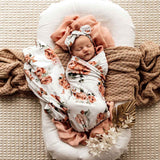 Rosebud Organic Jersey Swaddle & Topknot Set