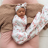 Camille Organic Jersey Swaddle & Topknot Set