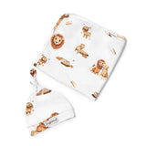 Lion Organic Jersey Swaddle & Beanie Set