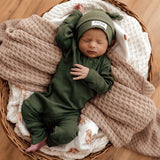 Olive Ribbed Knotted Beanie