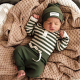 Olive Ribbed Knotted Beanie
