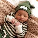 Olive Ribbed Knotted Beanie