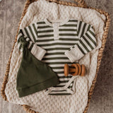 Olive Ribbed Knotted Beanie