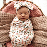 Spring Floral Swaddle Sack & Topknot Set