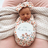 Spring Floral Swaddle Sack & Topknot Set
