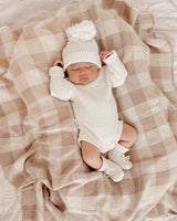 Organic Gingham Knit Blanket - Caramel