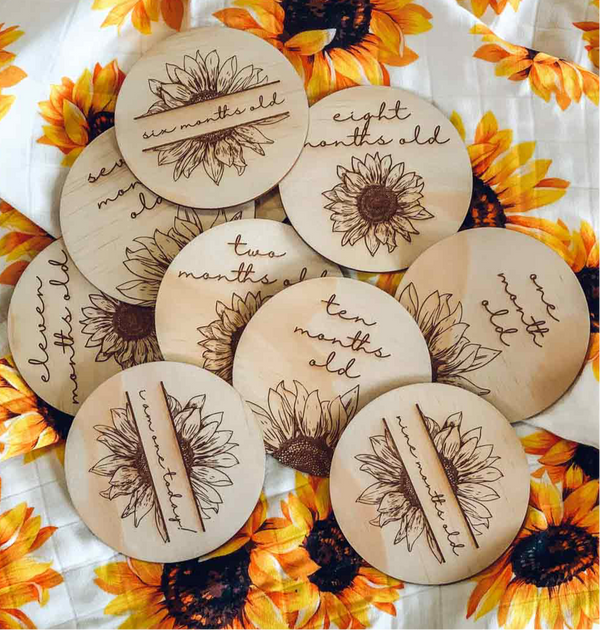 Sunflower Wooden Monthly Milestone Plaques