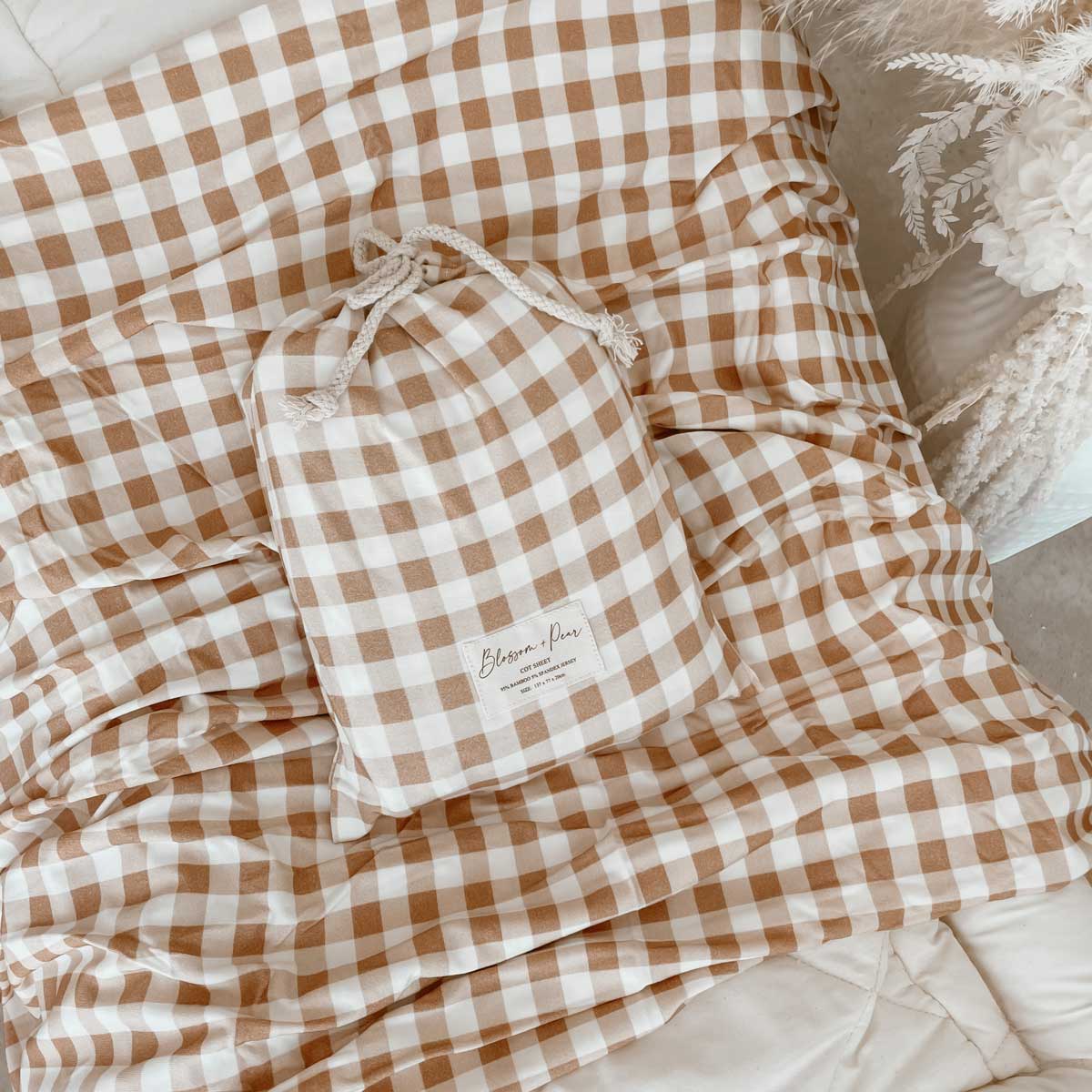 Gingham cot bedding best sale