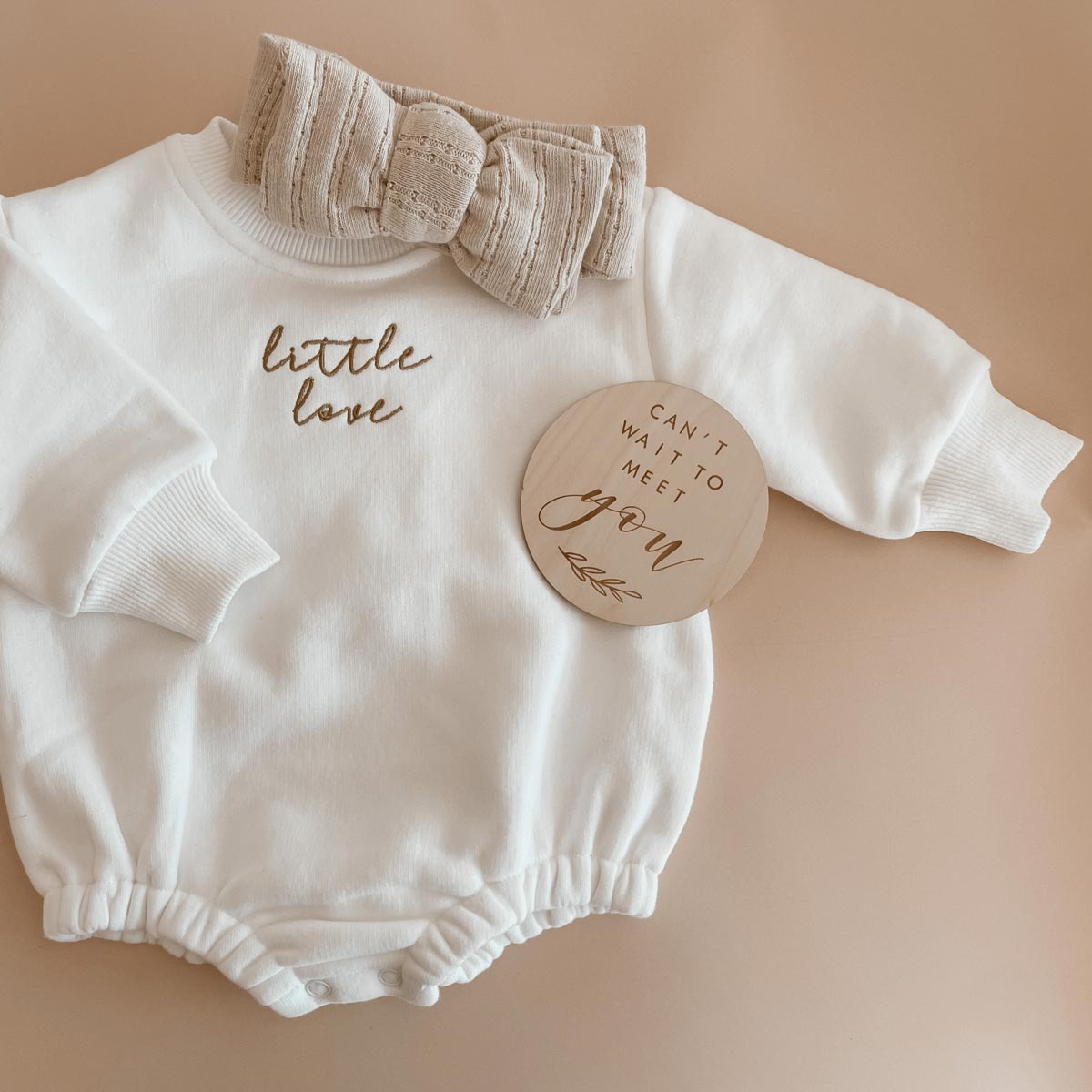 ‘Little Love' Embroidered Sweater Bubble Romper