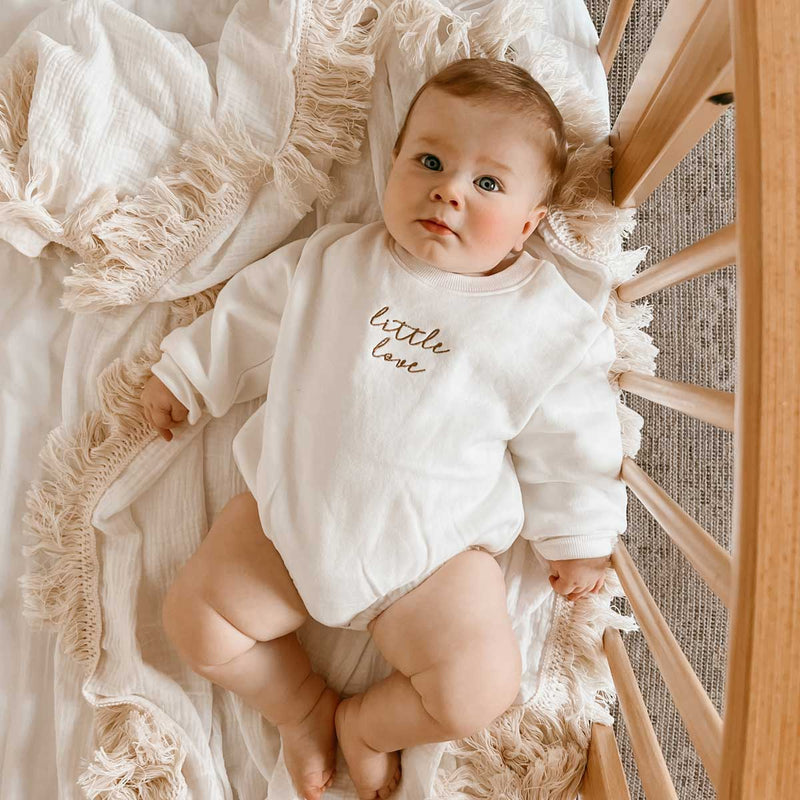 ‘Little Love' Embroidered Sweater Bubble Romper