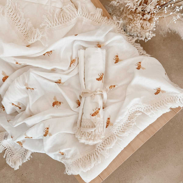 Honey Bee Fringe Swaddle