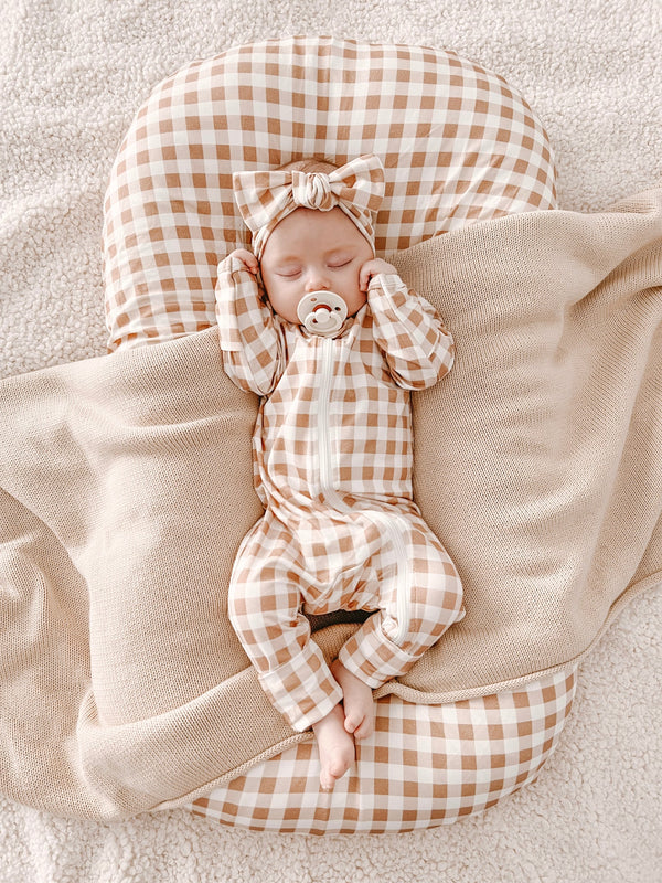 Long Sleeve Baby Growsuit - Gingham