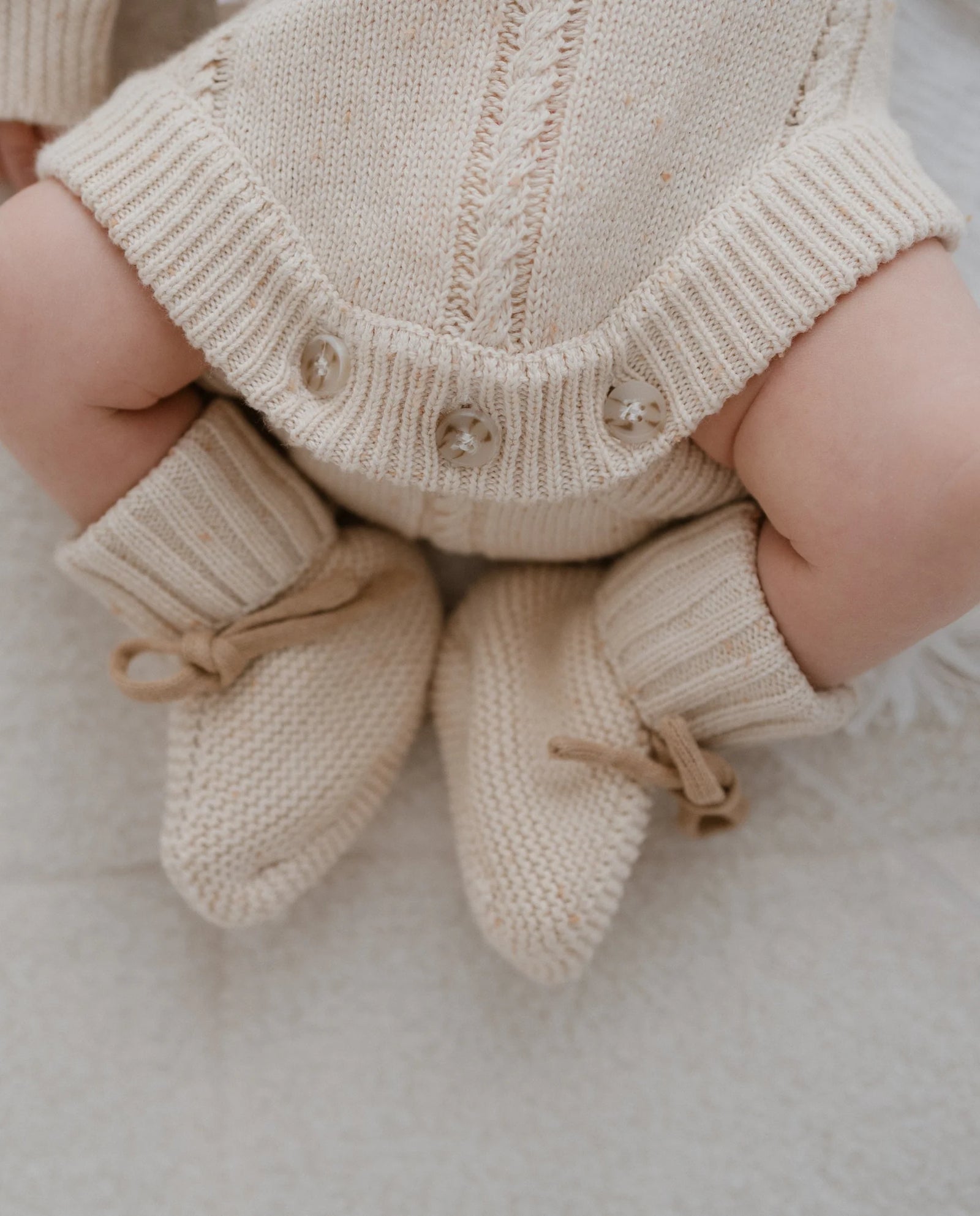 Knit Baby Booties • Biscoti Fleck Ziggy Lou – OH MIA BAMBINA