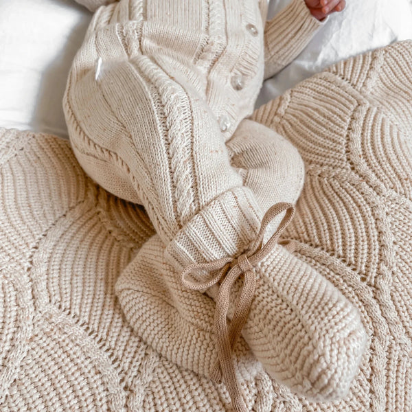 Knit Booties - Biscotti Fleck