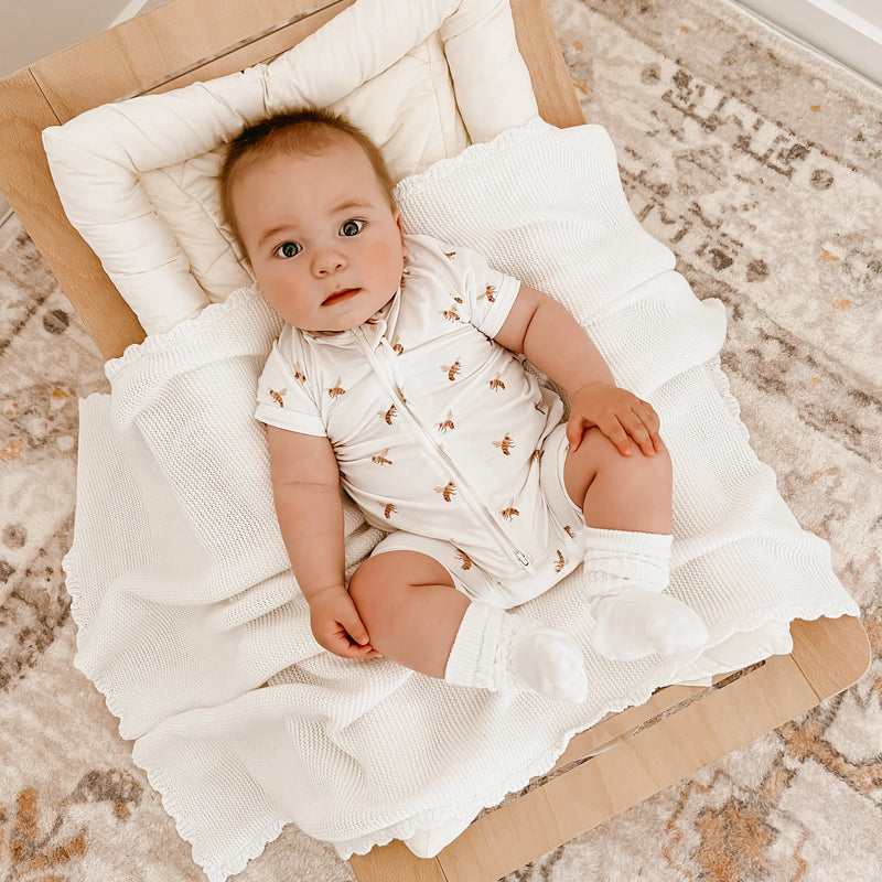 Short Sleeve Baby Growsuit - Honey Bee