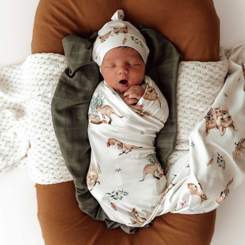 Kanga Organic Jersey Swaddle & Beanie Set