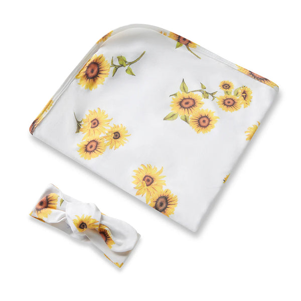 Sunflower Organic Jersey Swaddle & Topknot Set