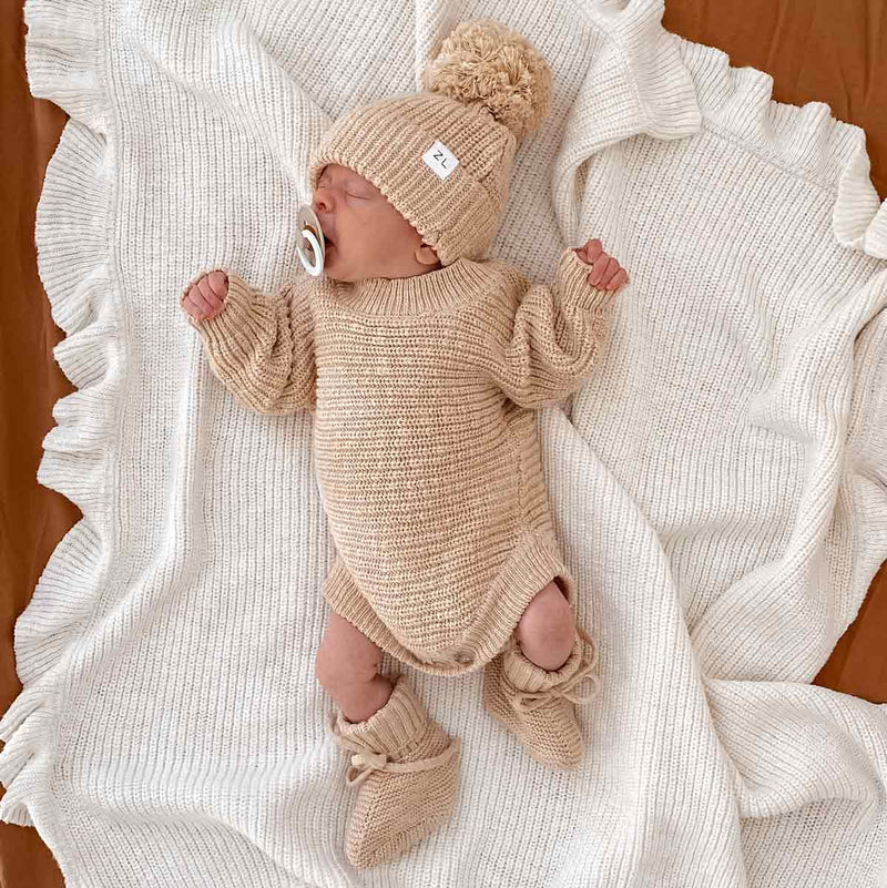 Knit Booties - Wheat