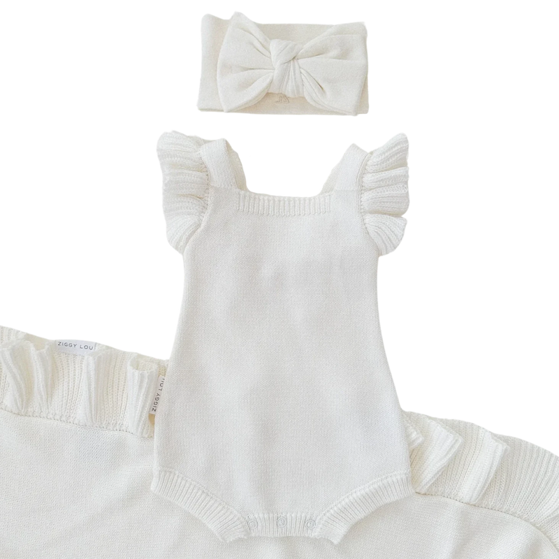 Frill Knit Romper - Milk