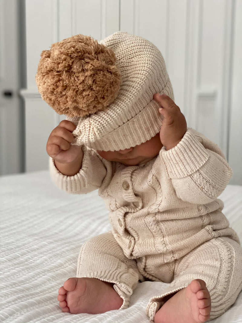 Classic Knit Romper - Biscotti